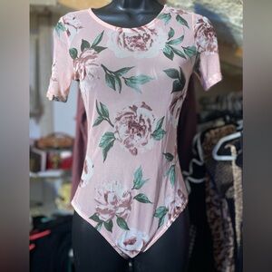 Floral Elegance Bodysuit - Pink and Green